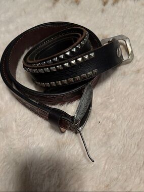 Leather Studded Men’s Belt - Black/Brown